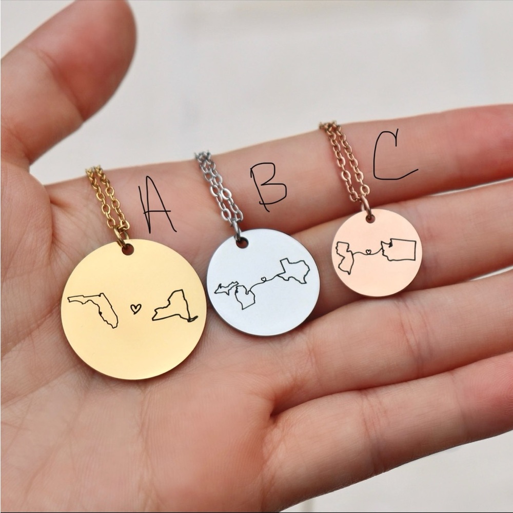 New ✨ Long Distance State Coin Necklace - Picture 1 of 8